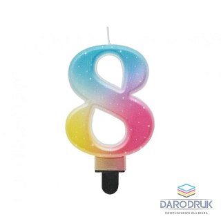 Godan Świeczka urodzinowa cyferka 8, ombre, pastelowa, 8 cm Godan (SF-OPA8)