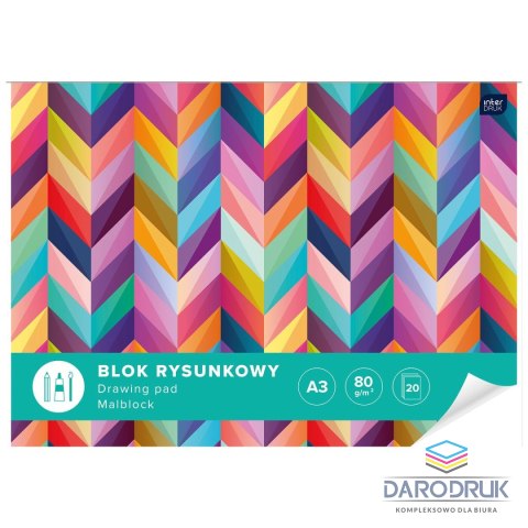 Interdruk Blok rysunkowy A3 biały 80g 20k [mm:] 420x297 Interdruk (BLRA3)