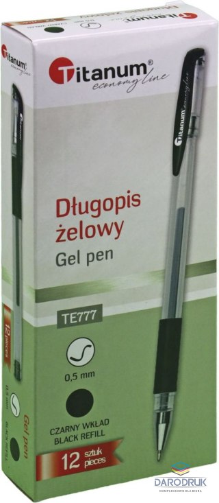 Titanum Długopis żelowy wkład czarny 0,5mm Titanum (GPGBLACK ECONOMY)