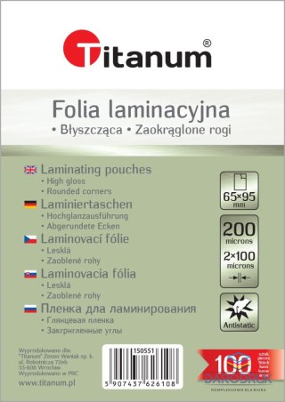 Titanum Folia do laminowania przezroczysty 100mic. [mm:] 65x95 Titanum