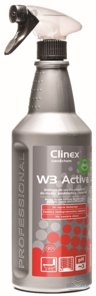 Clinex Preparat Clinex W3 Active Bio do sanitariatów i łazienek 1l (77-512)