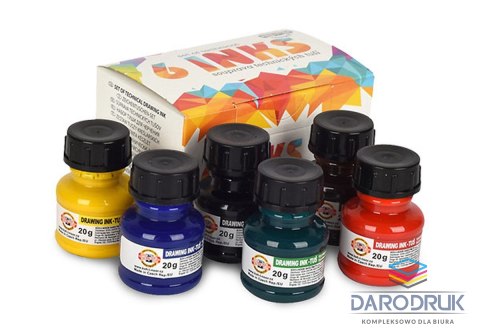 Koh-I-Noor Tusz kreślarski MIX KOLORÓW kolor: mix 20ml Koh-I-Noor