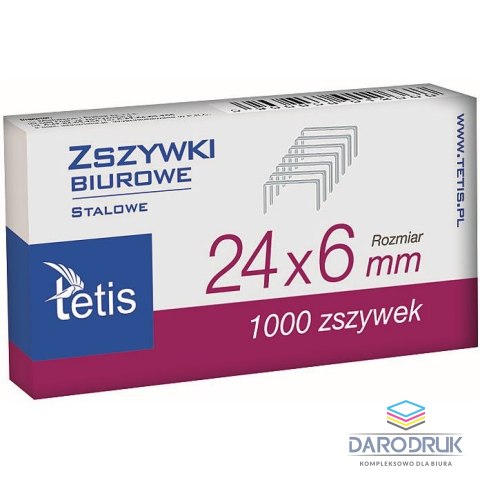 Tetis Zszywki 24/6 1000 szt Tetis (GZ101-A)