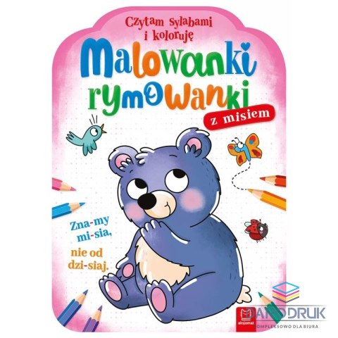 Aksjomat Książka dla dzieci Malowanki rymowanki z misiem. Czytam sylabami i koloruję Aksjomat