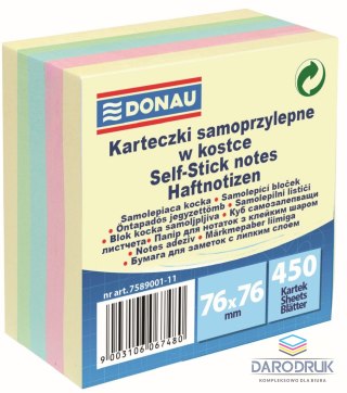 Donau Notes samoprzylepny (karteczki) mix pastelowy 450k [mm:] 76x76 Donau (7589001-11)