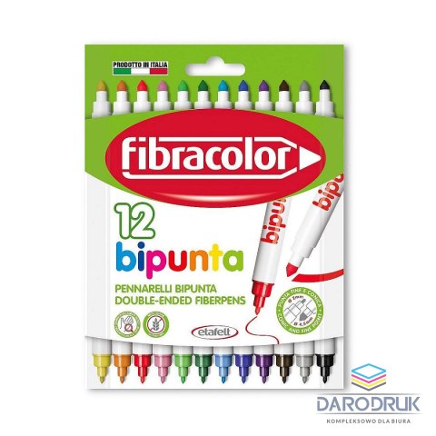 Fibracolor Flamaster dwustronne 12 kol. Fibracolor