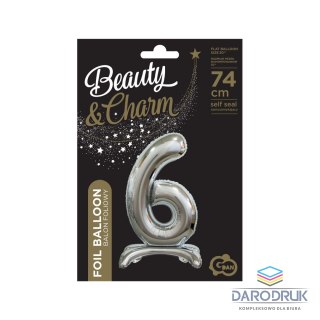 Godan Balon gumowy Beauty&Charm cyfra stojąca srebrna srebrny 30cal Godan (BC-ASS6)