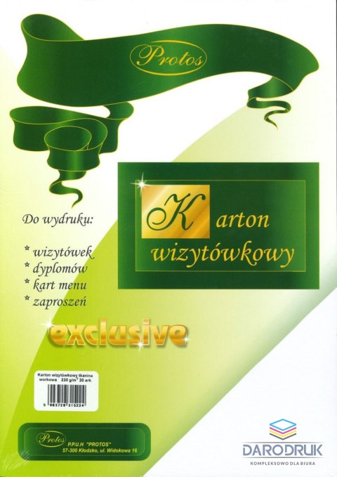 Protos Papier ozdobny (wizytówkowy) A4 tkanina workowa biały 230g Protos