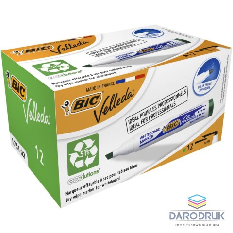Bic Marker suchościeralny Velleda Ecolutions 1751 wkład zielony 3,7-5,5mm ścięta końcówka Bic (904949)