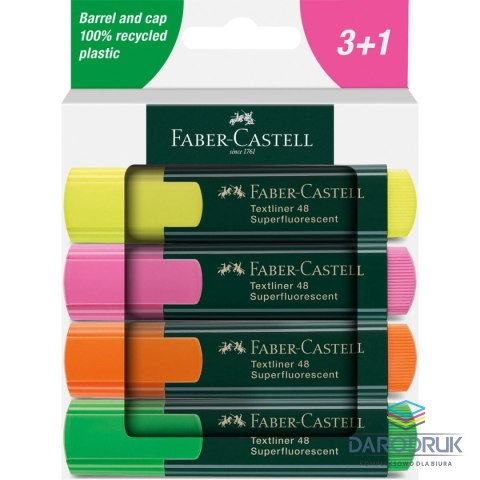 Faber Castell Zakreślacz Neon 4 kol. wkład mix 1,0-5,0mm Faber Castell (254844 FC)
