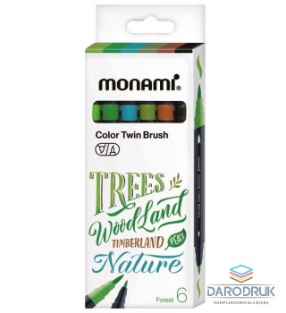Monami Marker specjalistyczny Forest dwustronny wodny z pędzelkami wkład mix pędzelek końcówka Monami (170-2779)