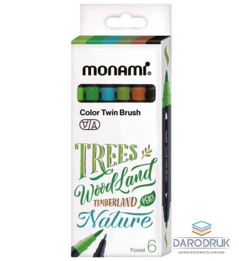 Monami Marker specjalistyczny Forest dwustronny wodny z pędzelkami wkład mix pędzelek końcówka Monami (170-2779)