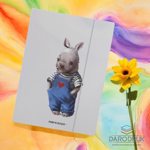 Narcissus Teczka kartonowa na gumkę nosorożec A4 mix 270g Narcissus