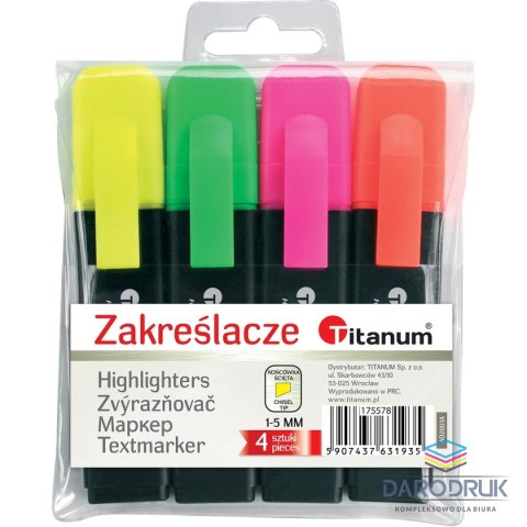 Titanum Komplet zakreślaczy Titanum AD2003A 4 kolory