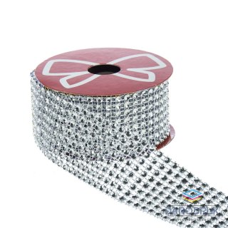 Arpex Taśma ozdobna z kryształkami srebrna 40x1 [mm x m] srebrna Arpex (BN4857SRE)