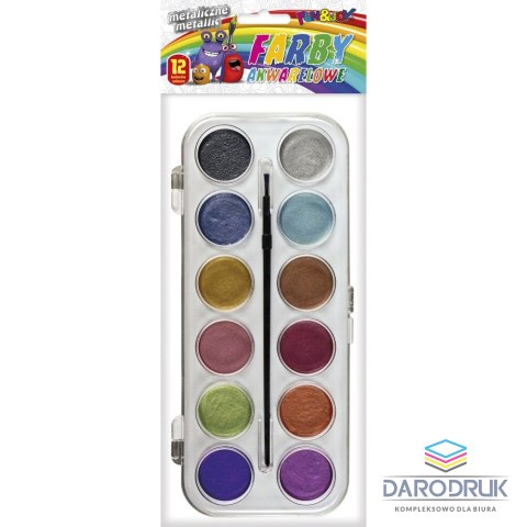 Fun&Joy Farby akwarelowe metaliczne 12 kolor. Fun&Joy