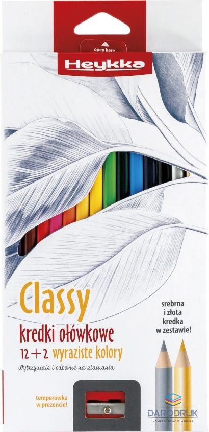 Heykka Kredki ołówkowe HEYKKA Classy trókątne z temperówką 12 kol. Heykka (609007)