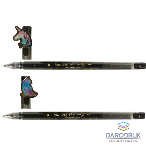 M&G Długopis żelowy z zatyczką Unicorn HAGP1108 0,5mm niebieski wkład