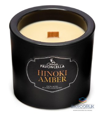 Pavoncella Świeczka ozdobna Classico Hinoki Amber czarna 170g Pavoncella (5905711530448)