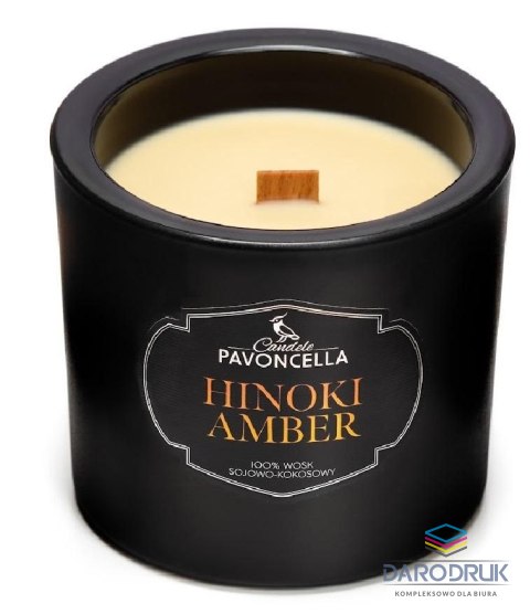 Pavoncella Świeczka ozdobna Classico Hinoki Amber czarna 170g Pavoncella (5905711530448)