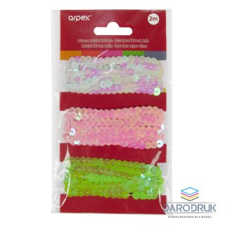Arpex Tasiemka cekinowa 3 szt. mix Arpex (BN4773)