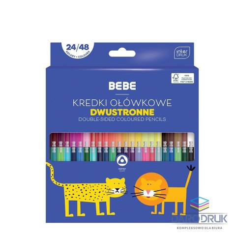 Bebe Kredki ołówkowe BB KIDS dwustronne 24/48 5902277327109 48 kol. Bebe (FSC100%)