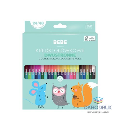 Bebe Kredki ołówkowe BB KIDS dwustronne 24/48 5902277327109 48 kol. Bebe (FSC100%)
