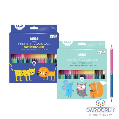 Bebe Kredki ołówkowe BB KIDS dwustronne 24/48 5902277327109 48 kol. Bebe (FSC100%)