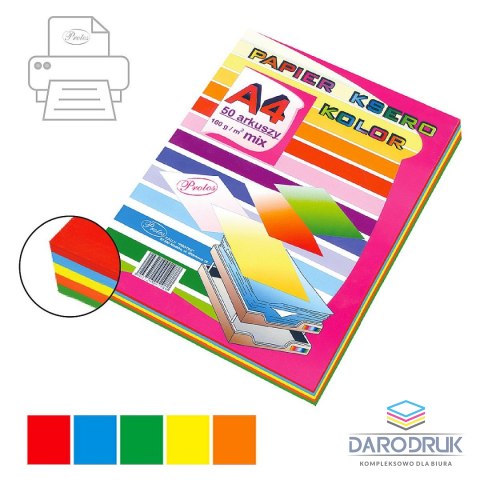 Protos Papier kolorowy A4 mix 50k. 160g Protos