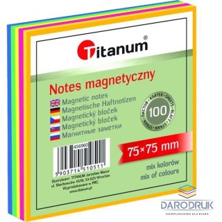 Titanum NOTES ELEKTROSTATYCZNY 75 X 75 MM 100 KARTECZEK MIX KOLORÓW