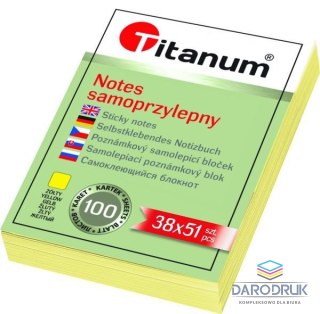 Titanum Notes samoprzylepny (karteczki) żółty 100k [mm:] 38x51 Titanum (S-2005)