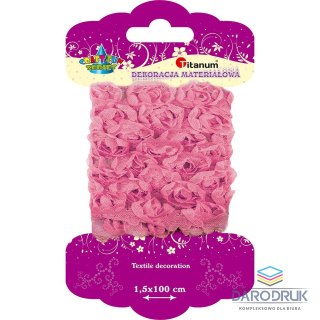 Titanum Ozdoba materiałowa Craft-Fun Series materiałowe róże na tiulowej tasiemce Titanum (D22)