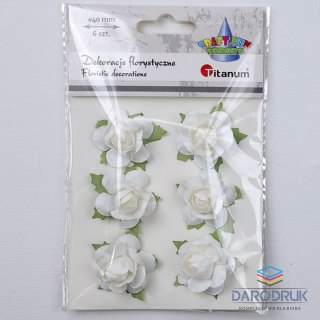 Titanum Ozdoba papierowa Craft-Fun Series róże na druciku Titanum (25YX0902-12- white)