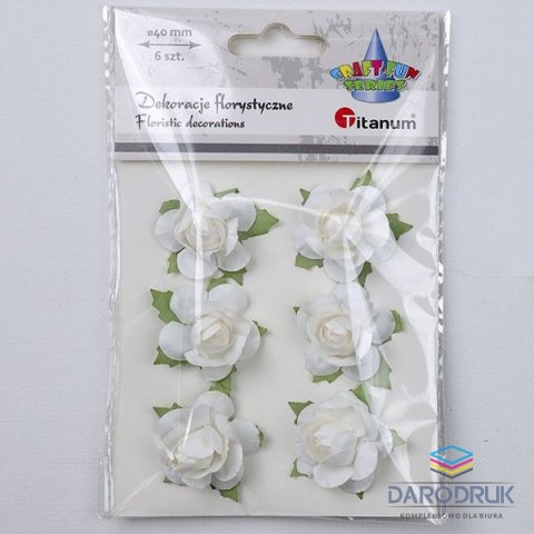 Titanum Ozdoba papierowa Craft-Fun Series róże na druciku Titanum (25YX0902-12- white)