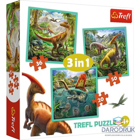 Trefl Puzzle Disney niezwykły świat dinozaurów 3, 4, 6, 9 el. Trefl (34837)