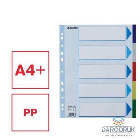Esselte Przekładka czysta maxi A4 mix kolorów 5k Esselte (15266)