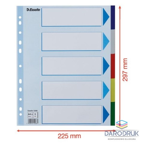 Esselte Przekładka czysta maxi A4 mix kolorów 5k Esselte (15266)