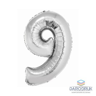 Godan Balon foliowy Smart cyfra 9 srebrna 76cm Godan (CH-SSR9)