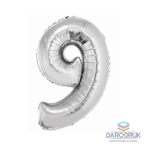 Godan Balon foliowy Smart cyfra 9 srebrna 76cm Godan (CH-SSR9)