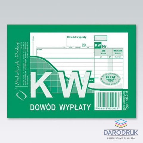 Michalczyk i Prokop Druk samokopiujący A6 KW Dowód wypłaty 80k. Michalczyk i Prokop (402-5)