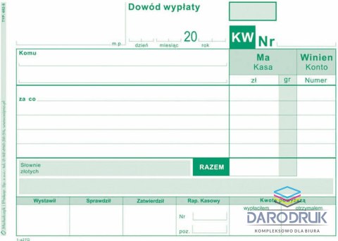 Michalczyk i Prokop Druk samokopiujący A6 KW Dowód wypłaty 80k. Michalczyk i Prokop (402-5)