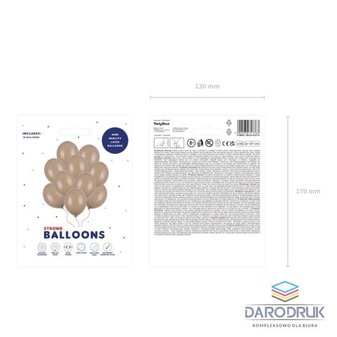 Partydeco Balon gumowy Party Deco BALONY STRONG pastelowy 10 szt brązowy jasny 270mm Partydeco (SB12P-033J-10)
