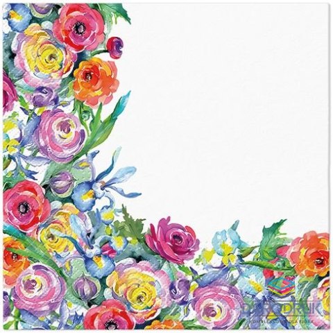 Paw Serwetki Lunch Painted Rose Corner mix nadruk bibuła [mm:] 330x330 Paw (SDL143300)
