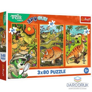 Trefl Puzzle Trefliki w świecie dinozaurów 3x80 el. Trefl (34888)