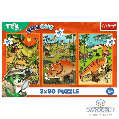 Trefl Puzzle Trefliki w świecie dinozaurów 3x80 el. Trefl (34888)