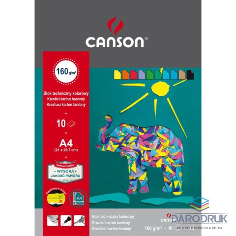 Canson Blok techniczny kolorowy A4 mix 160g 10k [mm:] 210x297 Canson (400075209)