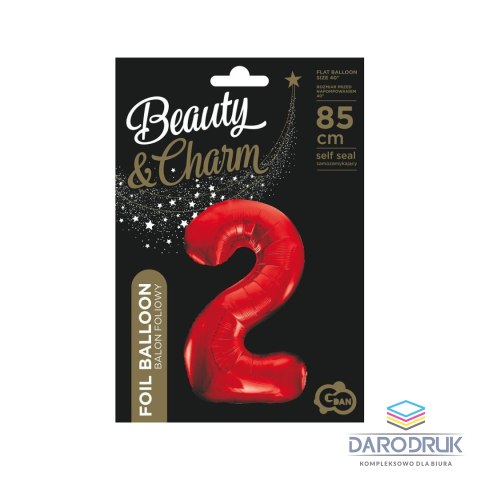 Godan Balon foliowy cyfra 2 czerwona 85cm Godan (BCHCW2)