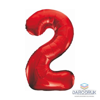 Godan Balon foliowy cyfra 2 czerwona 85cm Godan (BCHCW2)