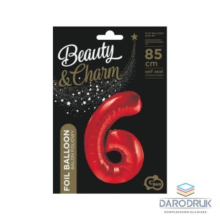 Godan Balon foliowy cyfra 6 czerwona 85cm 85cal Godan (BCHCW6)