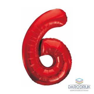 Godan Balon foliowy cyfra 6 czerwona 85cm 85cal Godan (BCHCW6)